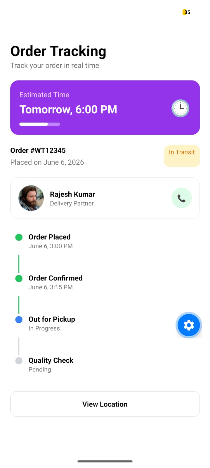 Order summary screen